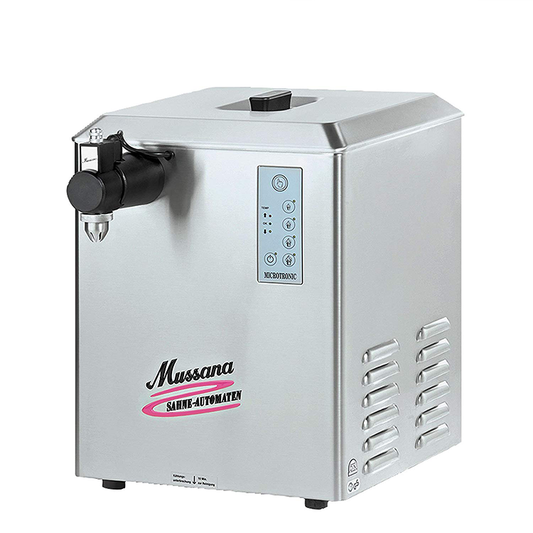 Mussana appareil à chantilly Grande Microtronic 12 LitresMussana, appareil à chantilly Grande Microtronic avec 12 Litres de crème chantilly.
Une machine à chantilly idéale pour les restaurateurs ou glaciers à fort débit dechantillyMussanaCrepiere-Automatique.frMussana appareil à chantilly Grande Microtronic 12 Litres