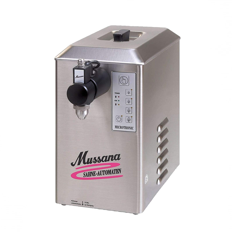 Mussana appareil à chantilly Lady Microtronic 6 LitresMussana appareil à chantilly Lady Microtronic pour 6 litres de crème chantilly.
Consommation d'énergie réduite et taille très compacte.
Système de nettoyage automachantillyMussanaCrepiere-Automatique.frMussana appareil à chantilly Lady Microtronic 6 Litres