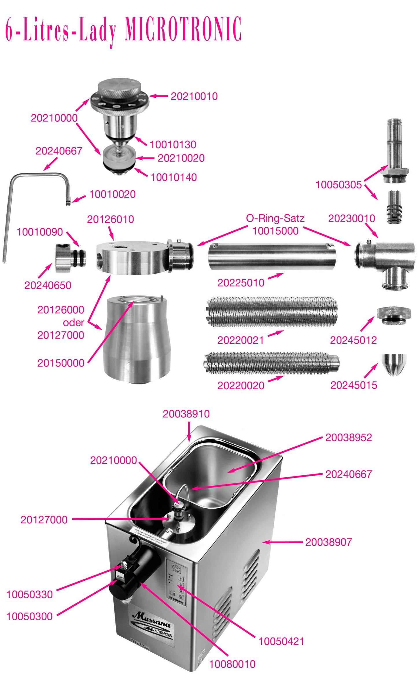 Mussana appareil à chantilly Lady Microtronic 6L - Robinet Long et 4L Mussana, appareil à chantilly Lady Microtronic 6 litres avec son robinet long de 10cm pour déposer la crème chantilly au milieu de l'assiette et ses 4 litres de nettchantillyMussanaCrepiere-Automatique.frMussana appareil à chantilly Lady Microtronic 6L - Robinet Long