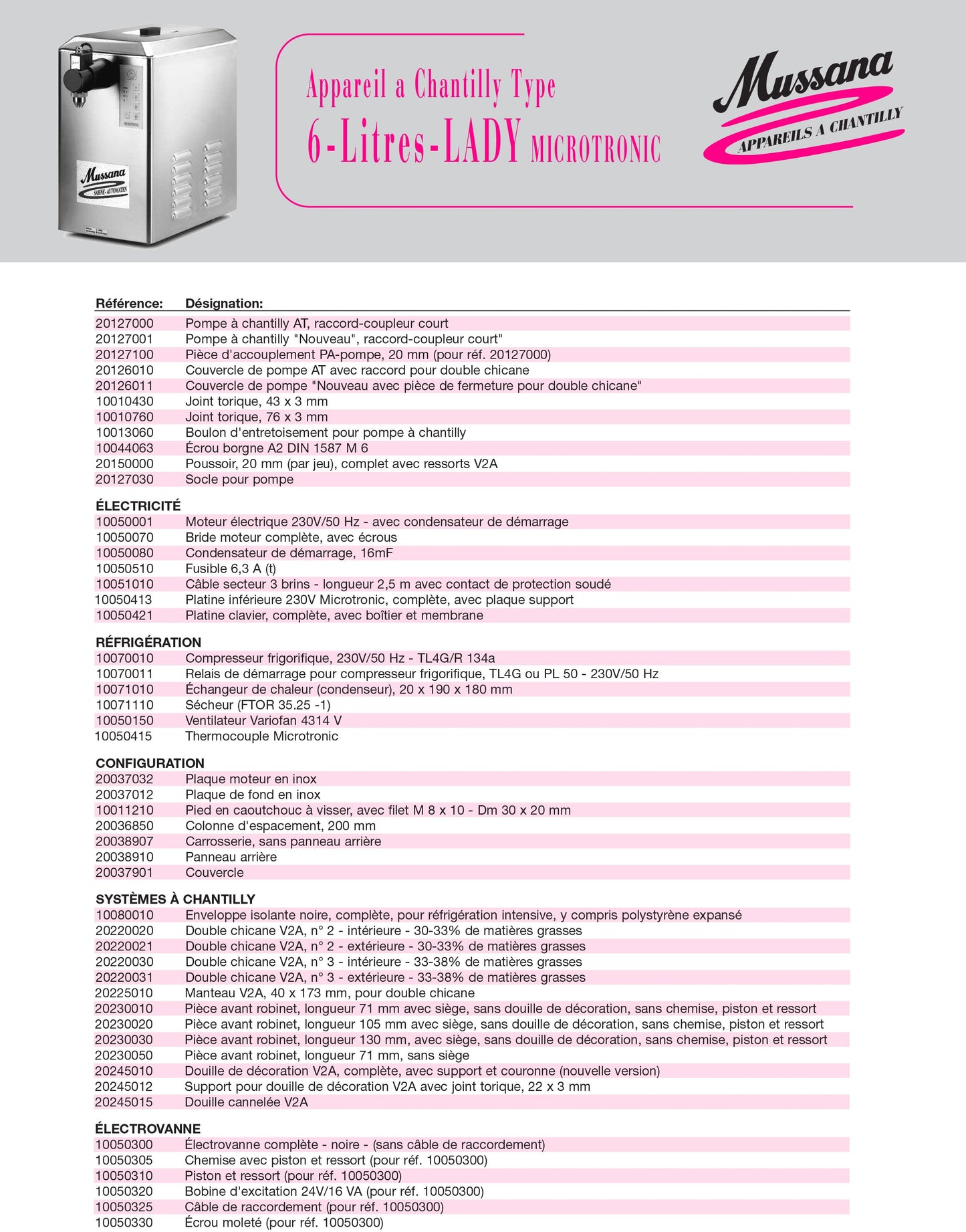 Mussana appareil à chantilly Lady Microtronic 6 Litres - Robinet LongMussana appareil à chantilly Lady Microtronic 6 litres en robinet long de 10cm idéal pour déposer la crème chantilly au coeur des assiettes.
Machine à chantilly étudchantillyMussanaCrepiere-Automatique.frMussana appareil à chantilly Lady Microtronic 6 Litres - Robinet Long