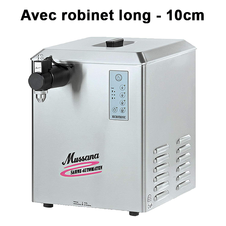 Mussana appareil à chantilly Grande Microtronic 12 Litres - Robinet LoMussana appareil à chantilly Grande Microtronic avec 12 litres de crème chantilly et son robinet long de 10 cm.
Version idéale pour les crêperies et les restaurateurchantillyMussanaCrepiere-Automatique.frMussana appareil à chantilly Grande Microtronic 12 Litres - Robinet Long