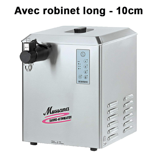 Mussana appareil à chantilly Grande Microtronic 12 Litres - Robinet LoMussana appareil à chantilly Grande Microtronic avec 12 litres de crème chantilly et son robinet long de 10 cm.
Version idéale pour les crêperies et les restaurateurchantillyMussanaCrepiere-Automatique.frMussana appareil à chantilly Grande Microtronic 12 Litres - Robinet Long