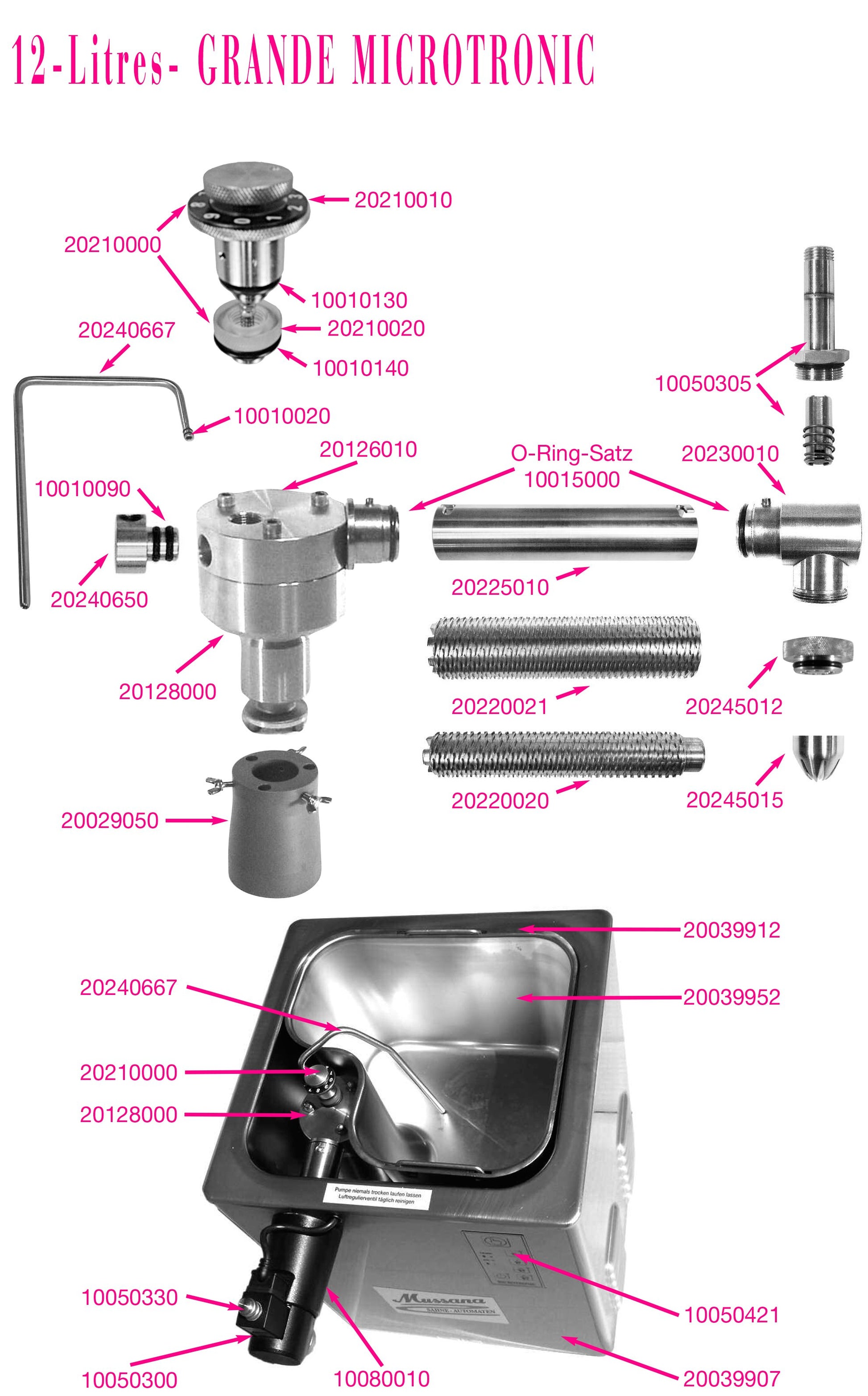 Mussana appareil à chantilly Microtronic 12 Litres - Robinet Long et 4Mussana appareil à chantilly Microtronic 12 litres avec robinet long et 4 litres de nettoyant microclean spécialement étudiés pour la machine.
Le robinet long de 10cchantillyMussanaCrepiere-Automatique.frMussana appareil à chantilly Microtronic 12 Litres - Robinet Long