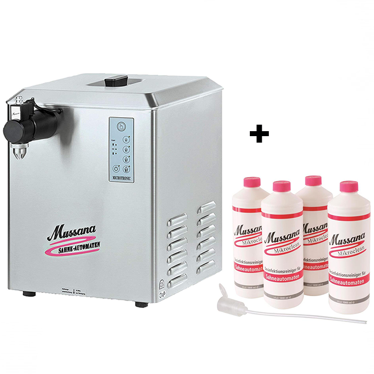 Mussana appareil à chantilly Microtronic 12 Litres - Robinet Long et 4Mussana appareil à chantilly Microtronic 12 litres avec robinet long et 4 litres de nettoyant microclean spécialement étudiés pour la machine.
Le robinet long de 10cchantillyMussanaCrepiere-Automatique.frMussana appareil à chantilly Microtronic 12 Litres - Robinet Long