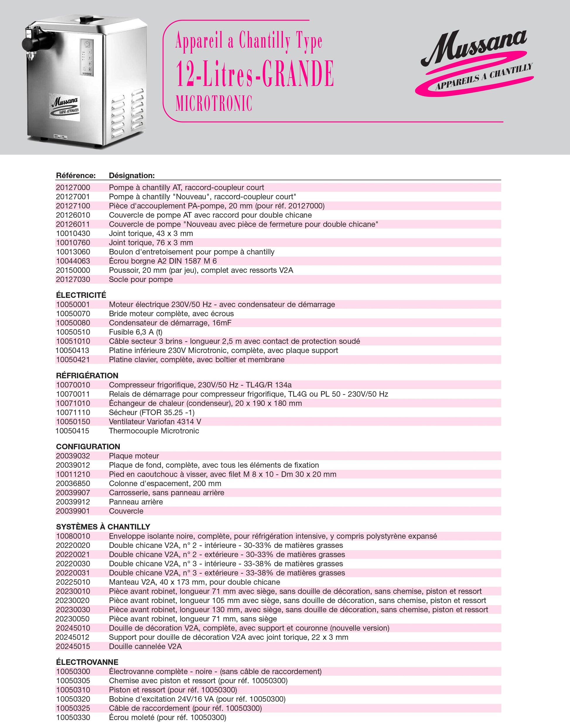 Mussana appareil à chantilly Microtronic 12 Litres - Robinet Long et 4Mussana appareil à chantilly Microtronic 12 litres avec robinet long et 4 litres de nettoyant microclean spécialement étudiés pour la machine.
Le robinet long de 10cchantillyMussanaCrepiere-Automatique.frMussana appareil à chantilly Microtronic 12 Litres - Robinet Long