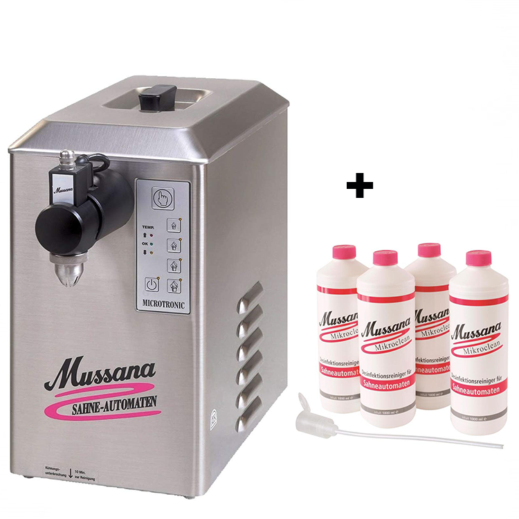 Mussana appareil à chantilly Lady Microtronic 6 Litres - 4L NettoyantMussana appareil à chantilly Lady Microtronic 6 litres avec ses 4 litres de nettoyant microclean.
Cette machine à chantilly est notre best-seller.
 
Consommation d'échantillyMussanaCrepiere-Automatique.frMussana appareil à chantilly Lady Microtronic 6 Litres - 4L Nettoyant